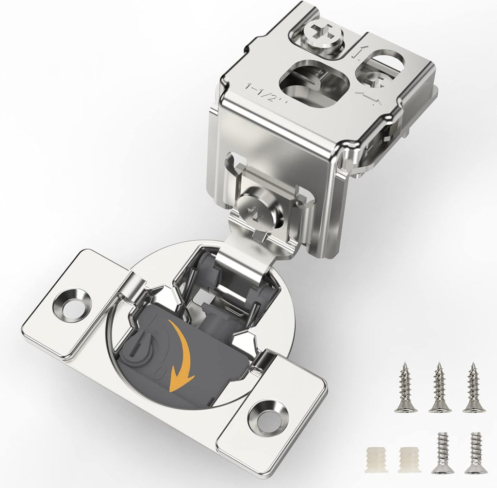 Furniware 105-Degree 1-1/2 Inch Closing Speed Control Overlay Soft Close 4D Adjustment Cabinet Hinge - Furniware