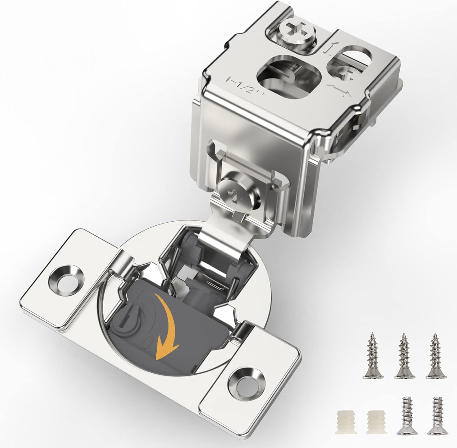 Furniware 105-Degree 1-1/2 Inch Closing Speed Control Overlay Soft Close 4D Adjustment Cabinet Hinge - Furniware