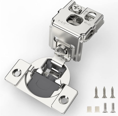 Furniware 105-Degree 1-1/2 Inch Overlay Soft Close Stainless Steel Cabinet Hinges - Furniware