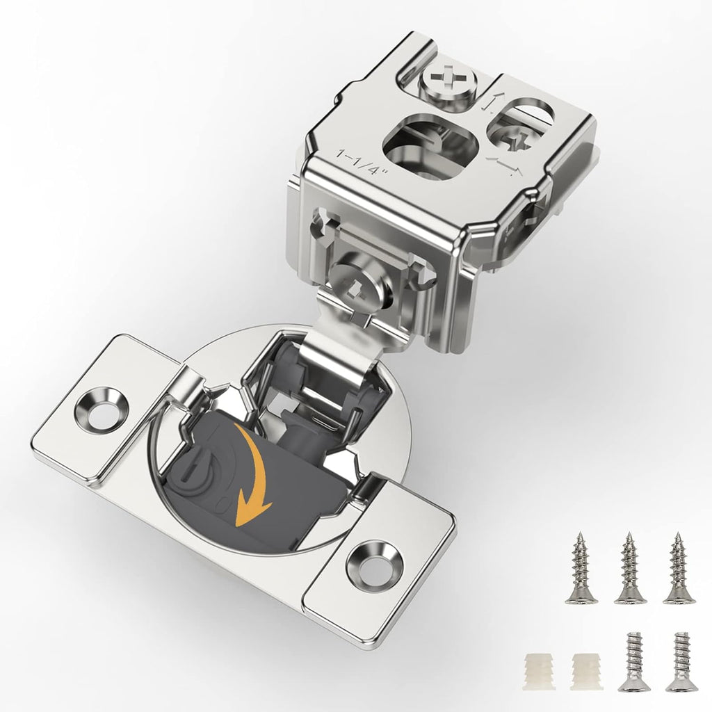Furniware 105-Degree 1-1/4 Inch Closing Speed Control Overlay Soft Close 4D Adjustment Cabinet Hinge - Furniware
