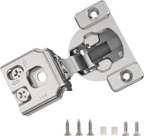 Furniware 1-1/4 Inch 105-Degree Small Overlay 4D Adjustment Soft Close Concealed Face Frame Hinges - Furniware