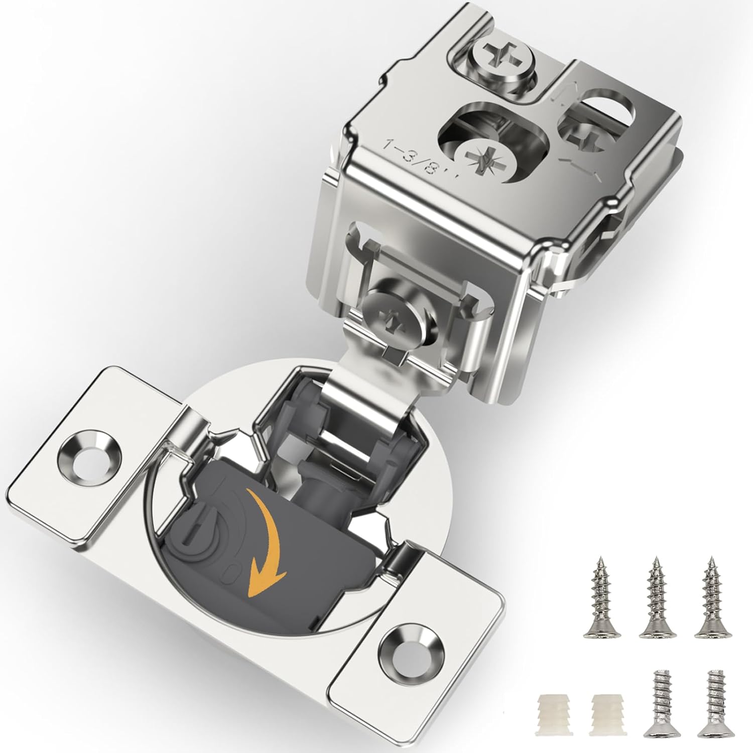 Furniware 105-Degree 1-3/8 Inch Closing Speed Control Overlay Soft Close 4D Adjustment Cabinet Hinge - Furniware