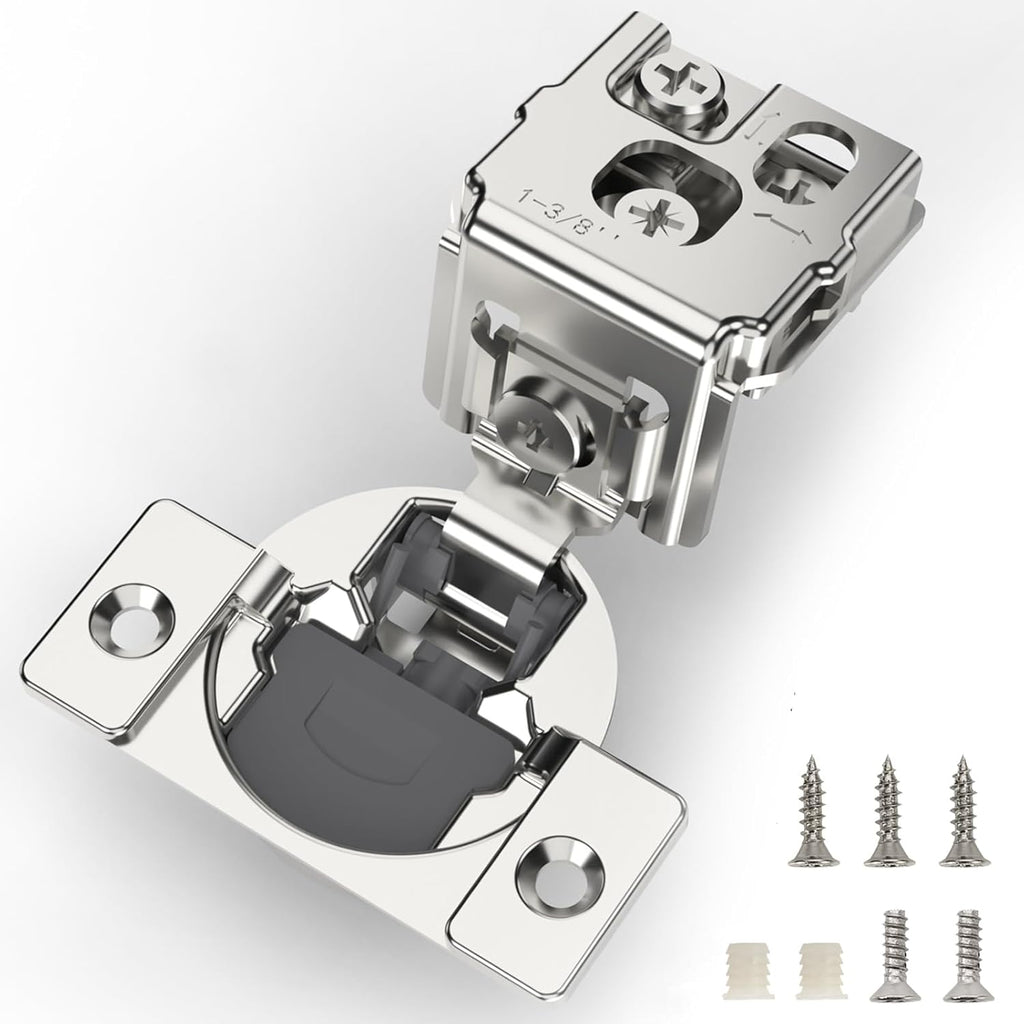 Furniware 105-Degree 1-3/8 Inch Overlay Soft Close Stainless Steel Cabinet Hinges - Furniware