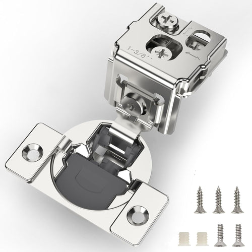 Furniware 105-Degree 1-3/8 Inch Overlay Soft Close Stainless Steel Cabinet Hinges - Furniware