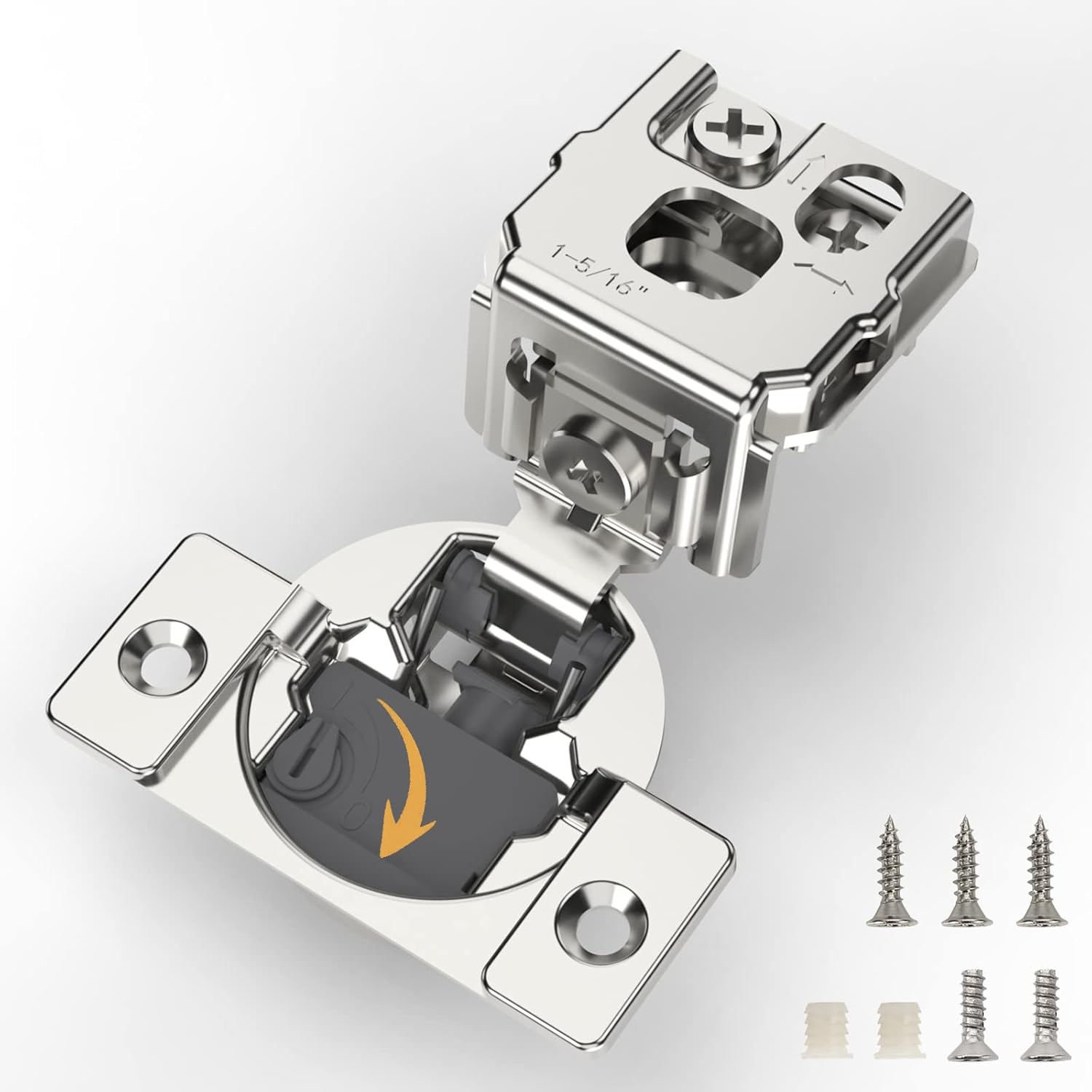 Furniware 105-Degree 1-5/16 Inch Closing Speed Control Overlay Soft Close 4D Adjustment Cabinet Hinge - Furniware