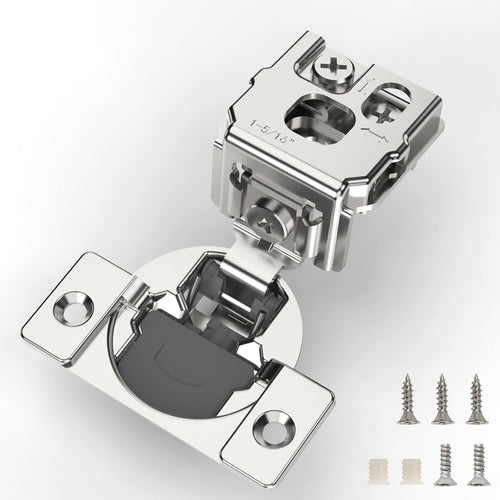 Furniware 105-Degree 1-5/16 Inch Overlay Soft Close Stainless Steel Cabinet Hinges - Furniware