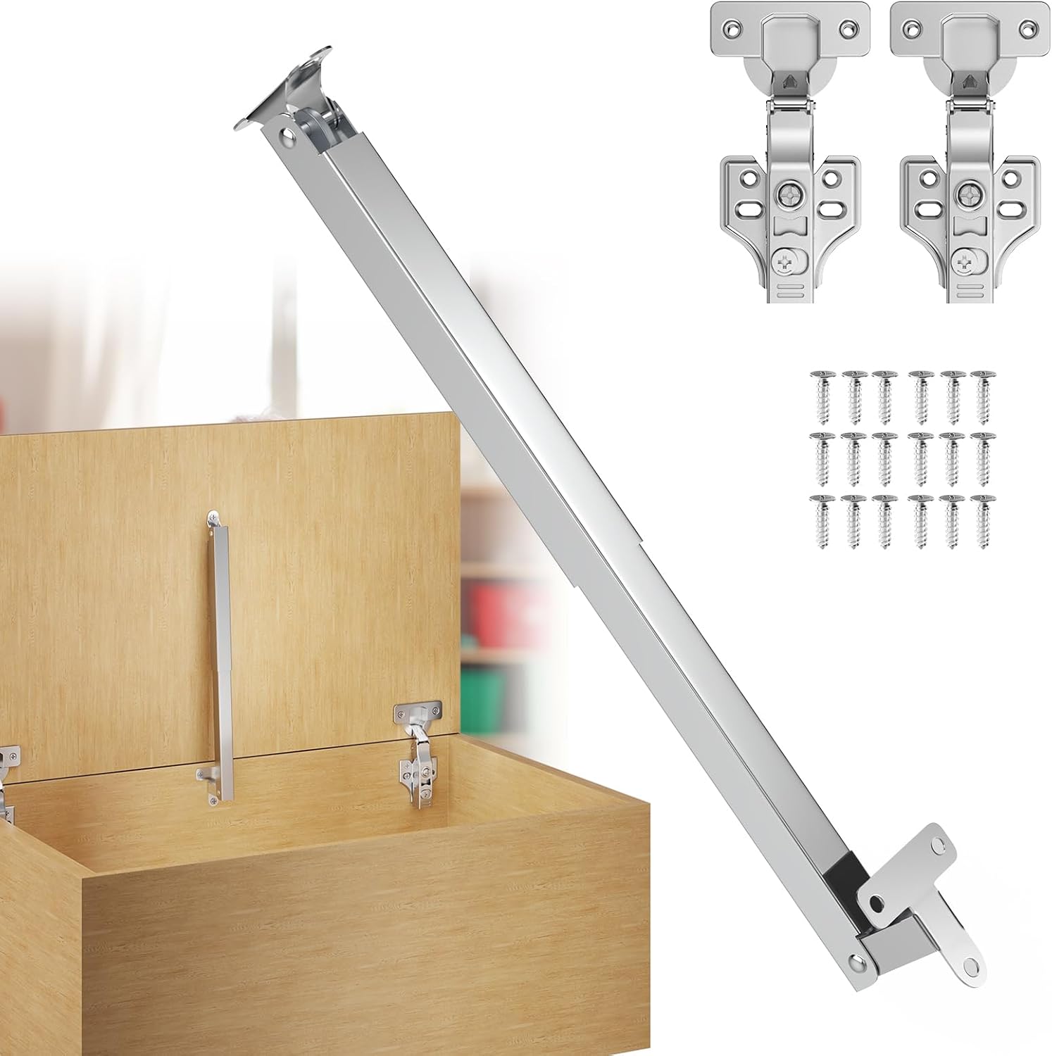 Furniware 1 Pack Soft Close Toy Box Hinges, Center or Edge Mounting - Furniware