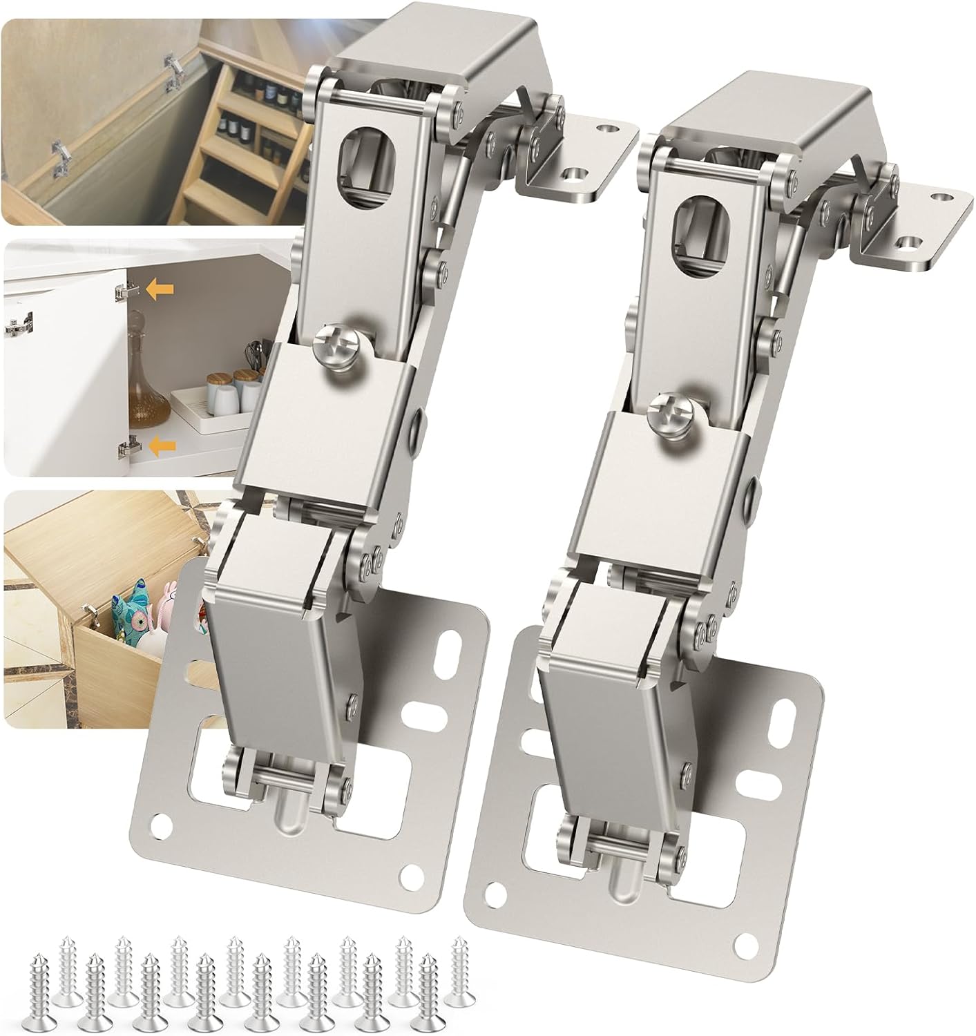 Furniware 170-Degree Frameless Soft Close Lazy Susan Full Overlay Hinges Combination with Screws(Regular)