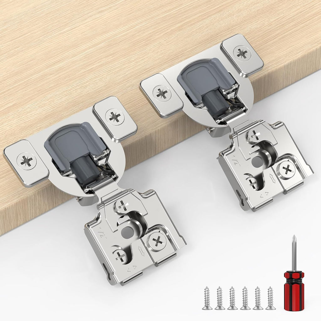 Furniware 1/2 inch Overlay Soft Close 3 Way Adjustability Hinges for Face Frame Cabinet - Furniware