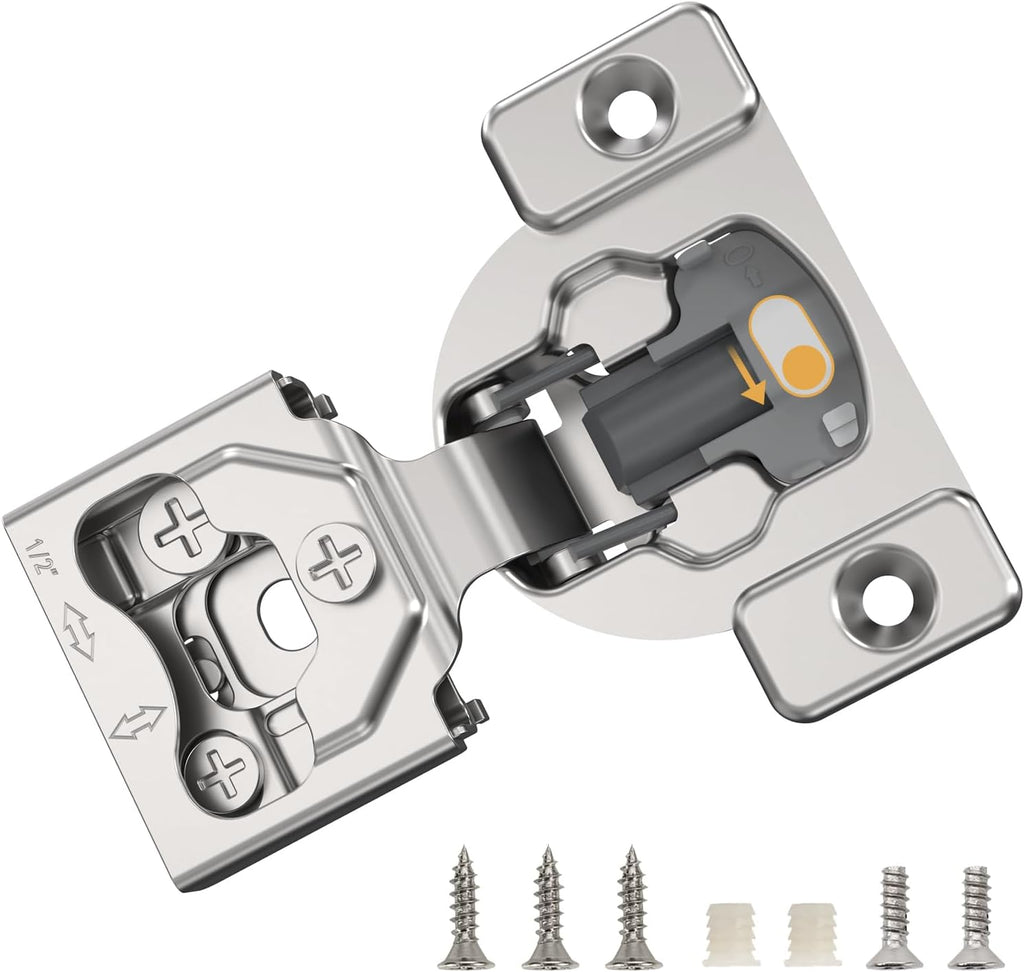 Furniware 1/2 Inch 105-Degree Small Overlay 4D Adjustment Soft Close Concealed Face Frame Hinges - Furniware