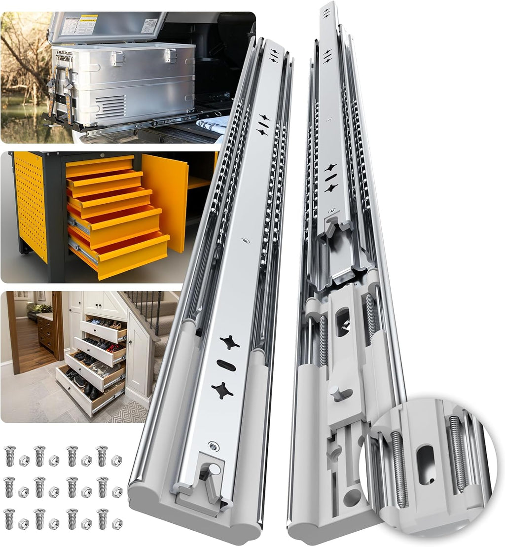 Furniware 1 Pair 265 LB Capacity Drawer Slides Side Mount Full Extension Ball Bearing Drawer Glides - Furniware