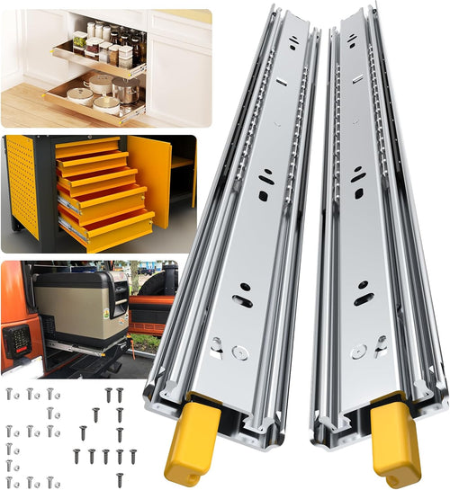 Furniware 1 Pair 165 LB Capacity Drawer Slides Side Mount Full Extension Ball Bearing Drawer Glides, Quiet Cabinet Rail - Furniware