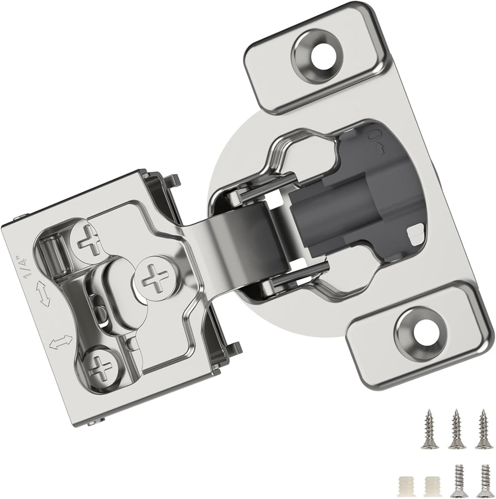Furniware 1/4 Inch 105-Degree Small Overlay 4D Adjustment Soft Close Concealed Face Frame Hinges - Furniware