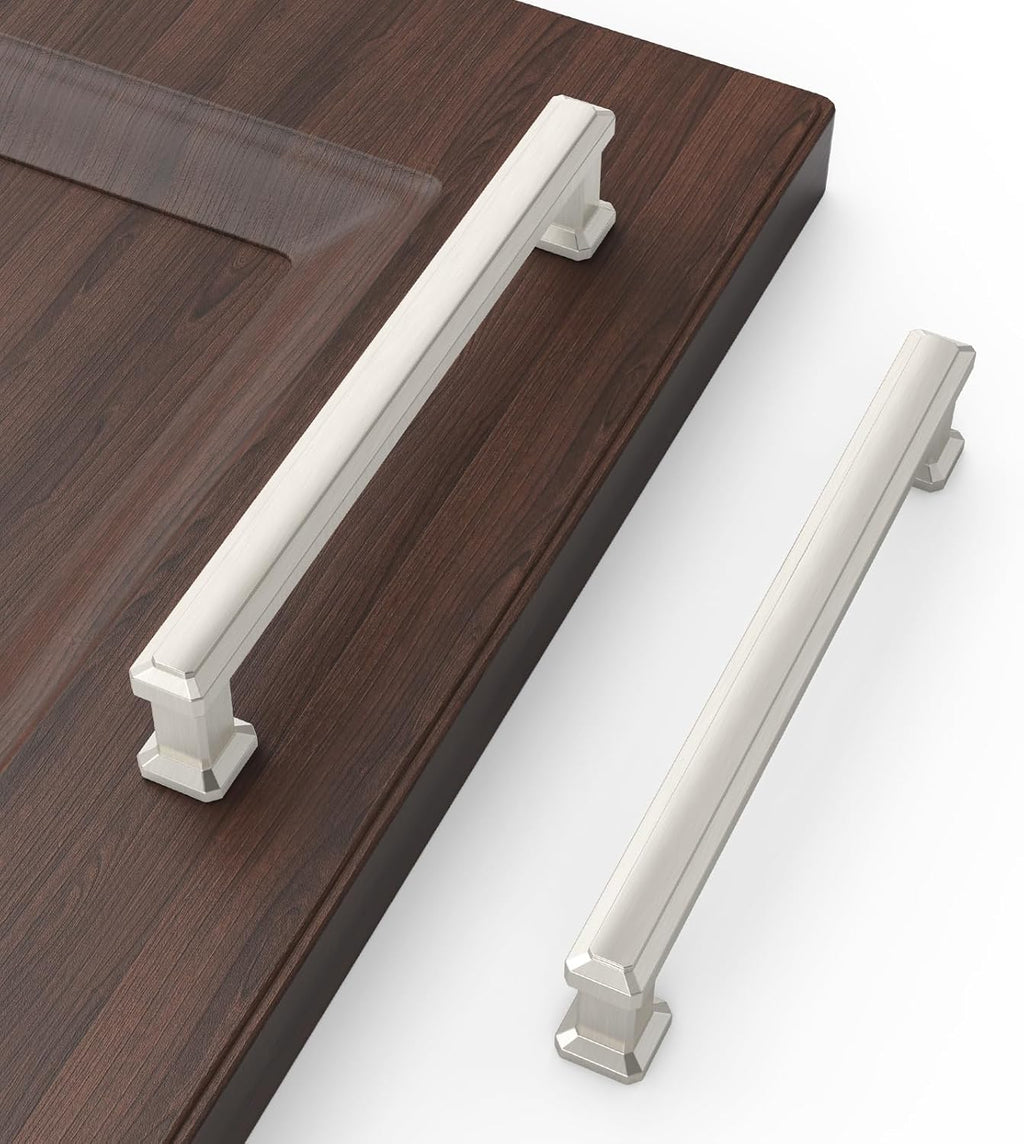 Furniware Brushed Satin Nickel Stepped Cabinet Pull Handles - Furniware
