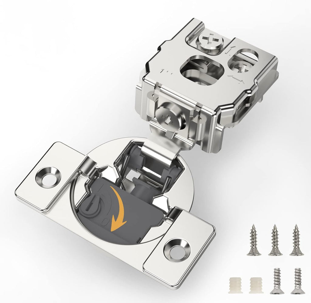 Furniware 105-Degree 1 Inch Closing Speed Control Overlay Soft Close 4D Adjustment Cabinet Hinge - Furniware