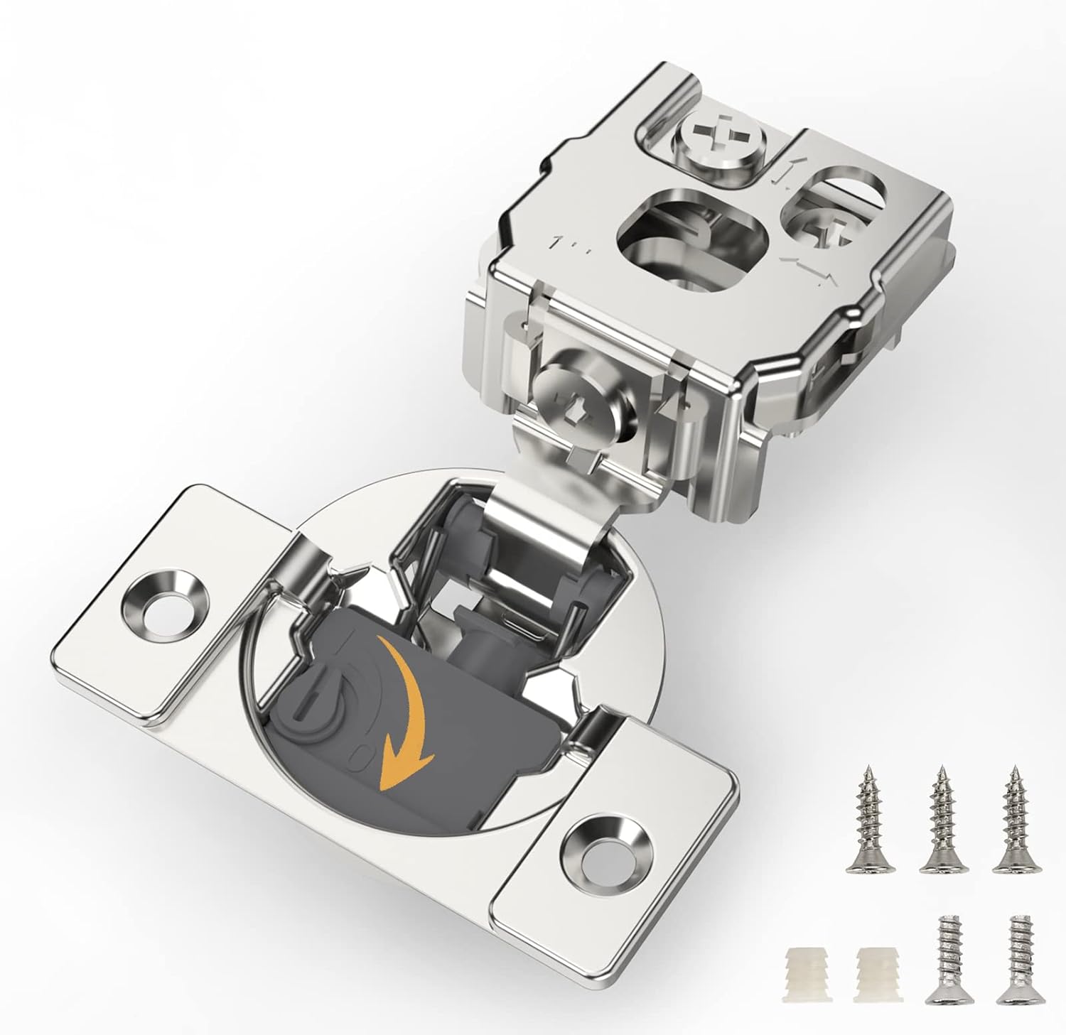 Furniware 105-Degree 1 Inch Closing Speed Control Overlay Soft Close 4D Adjustment Cabinet Hinge - Furniware