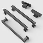 FURNIWARE Matte Black Stepped Cabinet Pull Handles - Furniware
