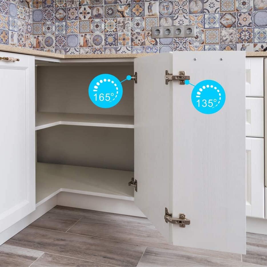 Furniware 135-Degree Lazy Susan Full Overlay Hinges Combination with Screws(Regular) - Furniware