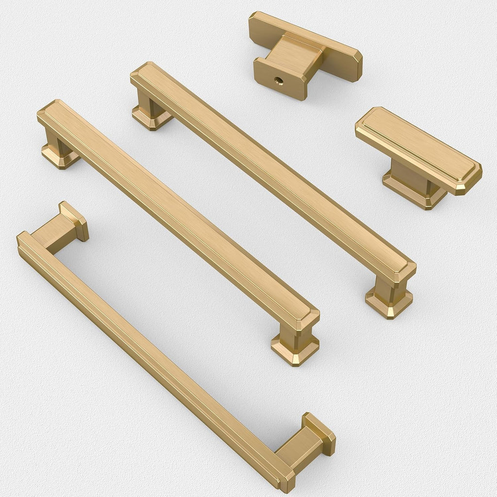 Furniware Champagne Bronze Stepped Cabinet Pull Handles - Furniware