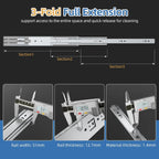 Furniware 1 Pair 165 LB Capacity Drawer Slides Side Mount Full Extension Ball Bearing Drawer Glides, Quiet Cabinet Rail - Furniware