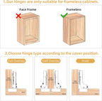 Furniware 45~110 Degree Frameless Inset Soft Close Speed Control 4D Adjustment European Clip-On Cabinet Hinges - Furniware