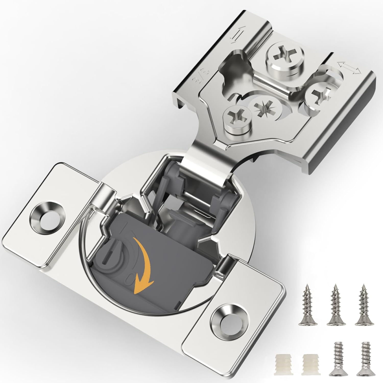 Furniware 105-Degree 3/8 Inch Closing Speed Control Overlay Soft Close 4D Adjustment Cabinet Hinge - Furniware