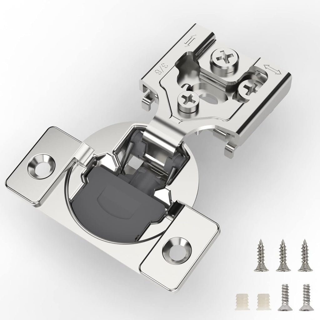 Furniware 105-Degree 3/8 Inch Overlay Soft Close Stainless Steel Cabinet Hinges - Furniware