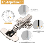 Furniware 45~110 Degree Frameless Full Overlay Soft Close Speed Control 4D Adjustment European Clip-On Cabinet Hinges - Furniware