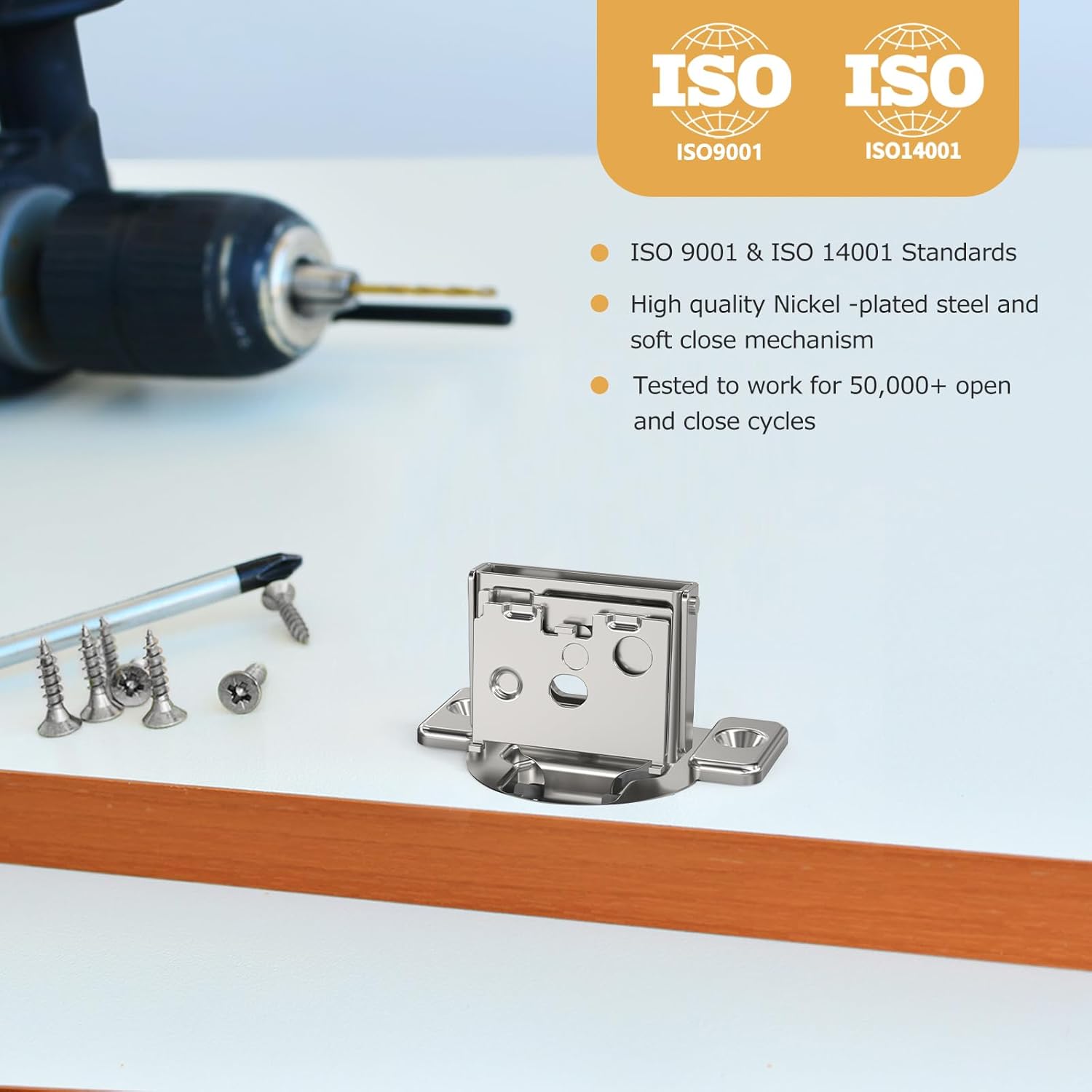 Furniware 1/2 Inch 105-Degree Small Overlay 4D Adjustment Soft Close Concealed Face Frame Hinges - Furniware