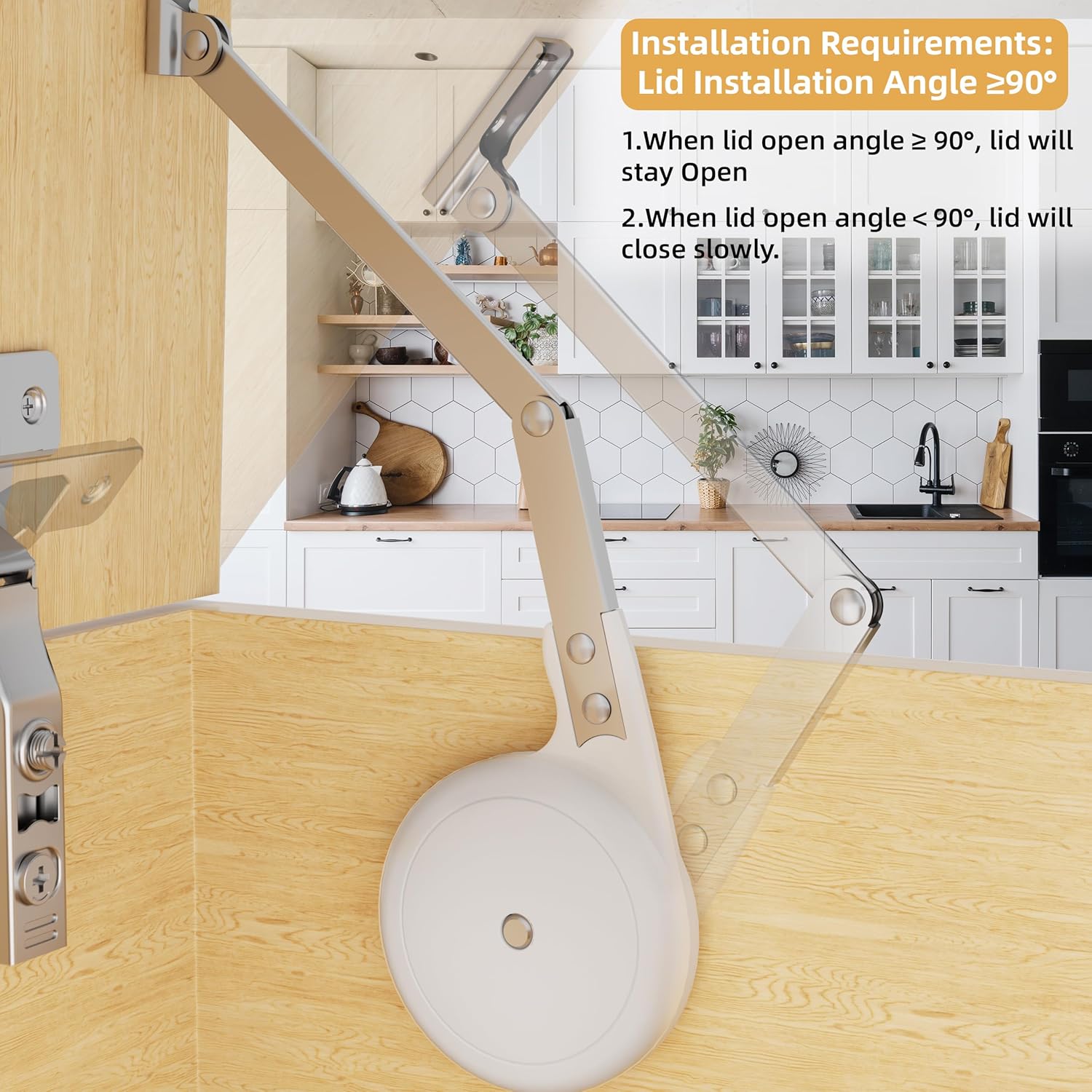 Furniware 105 Degree Soft Close Smooth Close Lid Support Kit Toy Box Hinges - Furniware