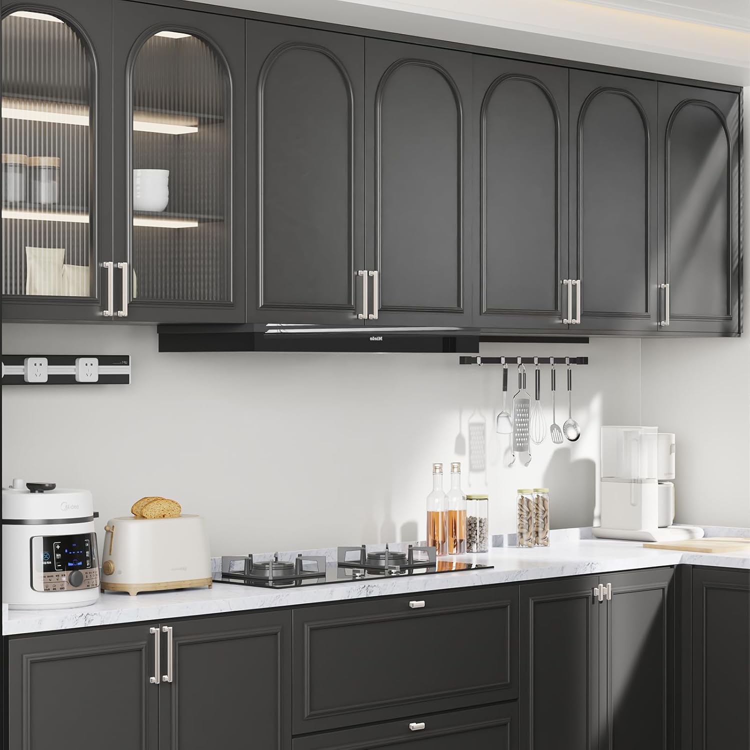 Furniware Brushed Satin Nickel Stepped Cabinet Pull Handles - Furniware