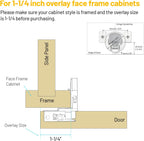 Furniware 1-1/4 inch Overlay Soft Close 3 Way Adjustability Hinges for Face Frame Cabinet - Furniware