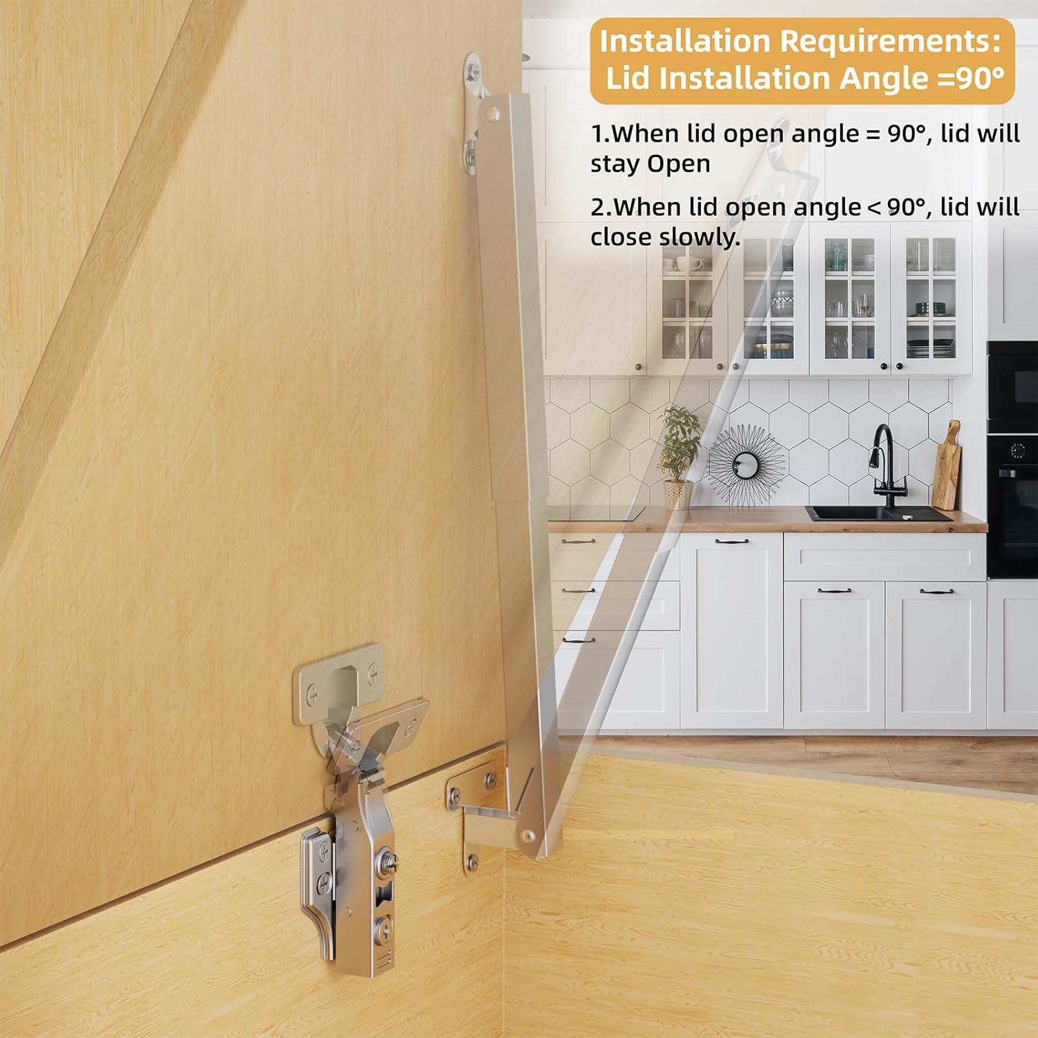 Furniware 1 Pack Soft Close Toy Box Hinges, Center or Edge Mounting - Furniware