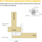 Furniware 1-1/2 inch Overlay Soft Close 3 Way Adjustability Hinges for Face Frame Cabinet - Furniware