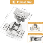 Furniware 105 Degree Non-Soft Close 1-3/8 inch Overlay Regular Hinges for Face Frame Cabinet - Furniware