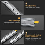 Furniware 1 Pair 165 LB Capacity Drawer Slides Side Mount Full Extension Ball Bearing Drawer Glides, Quiet Cabinet Rail - Furniware