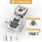 Furniware 105-Degree 1 Inch Overlay Soft Close Stainless Steel Cabinet Hinges - Furniware