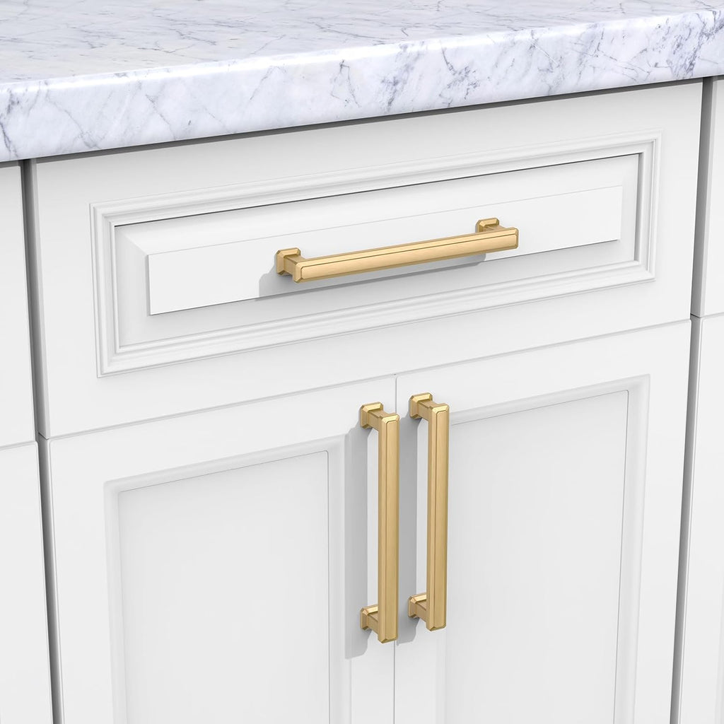 Furniware Champagne Bronze Stepped Cabinet Pull Handles - Furniware
