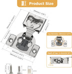 Furniware 3/4 Inch 105-Degree Small Overlay 4D Adjustment Soft Close Concealed Face Frame Hinges - Furniware