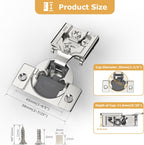 Furniware 105-Degree 1/2 Inch Overlay Soft Close Stainless Steel Cabinet Hinges - Furniware