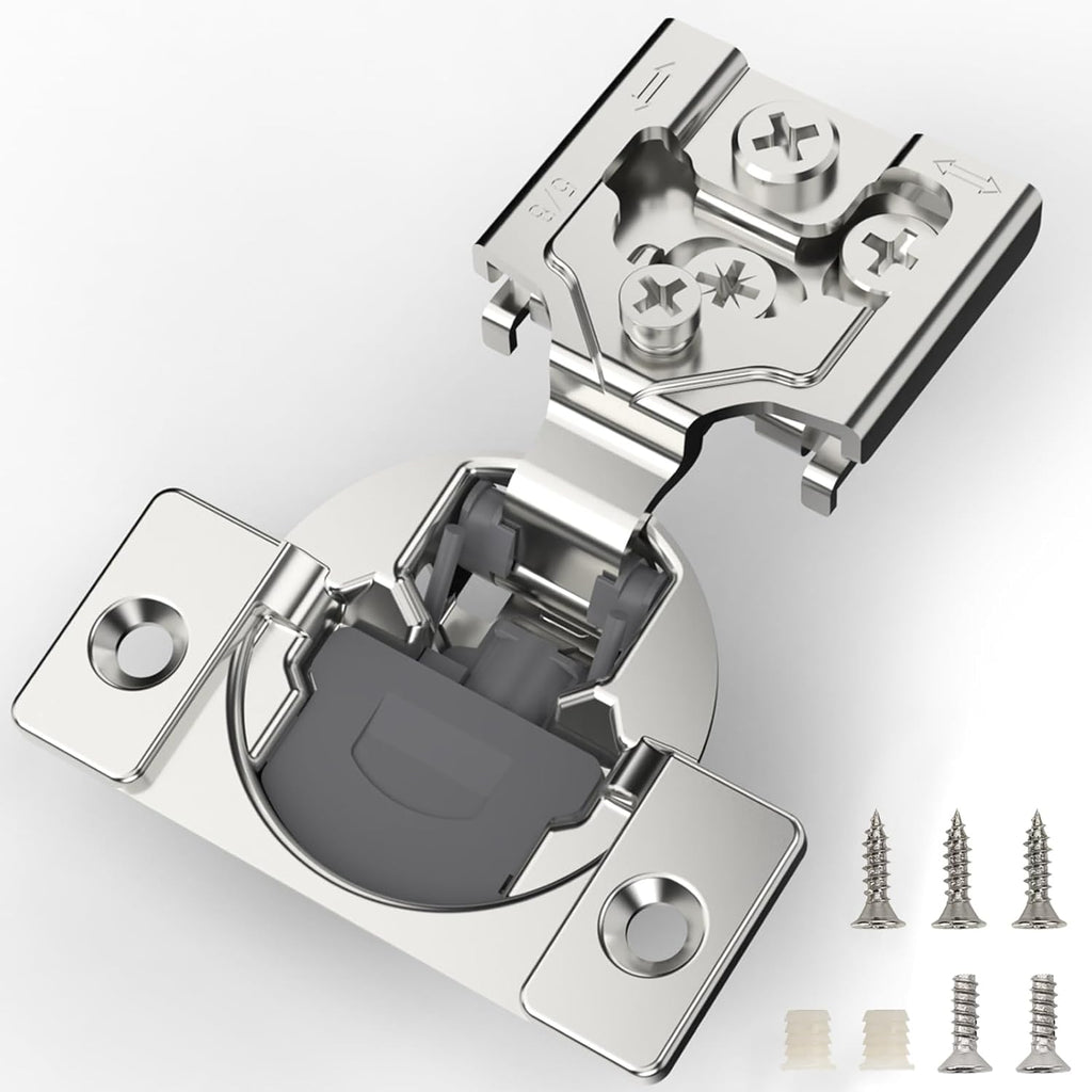 Furniware 105-Degree 5/8 Inch Overlay Soft Close Stainless Steel Cabinet Hinges - Furniware