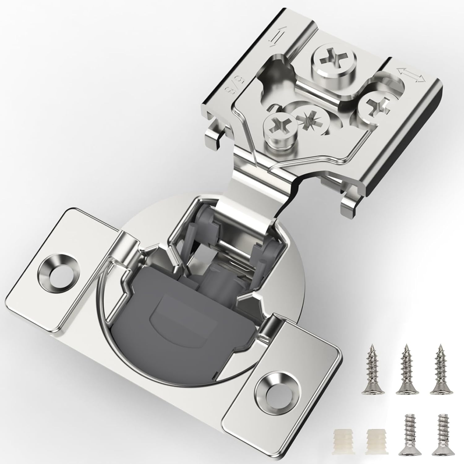 Furniware 105-Degree 5/8 Inch Overlay Soft Close Stainless Steel Cabinet Hinges - Furniware