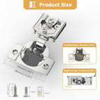 Furniware 105-Degree 3/4 Inch Closing Speed Control Overlay Soft Close 4D Adjustment Cabinet Hinge - Furniware