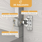 Furniware 1-1/4 inch 105-Degree Overlay Soft Close Concealed Hinge for Face Frame Door - Furniware