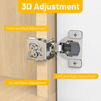 Furniware 1-1/2 inch Overlay Soft Close 3 Way Adjustability Hinges for Face Frame Cabinet - Furniware