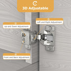 Furniware 1-5/16 inch 105-Degree Overlay Soft Close Concealed Hinge for Face Frame Door - Furniware