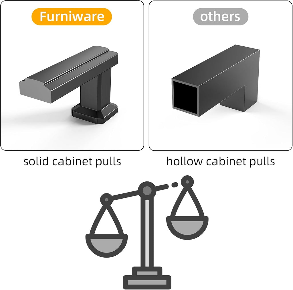 FURNIWARE Matte Black Stepped Cabinet Pull Handles - Furniware