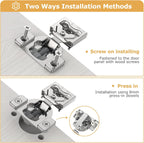 Furniware 1/2 Inch 105-Degree Small Overlay 4D Adjustment Soft Close Concealed Face Frame Hinges - Furniware