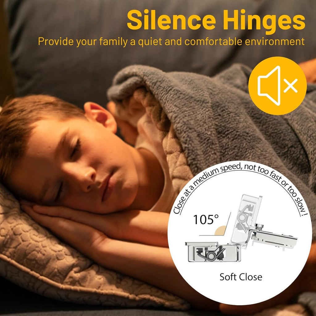 Furniware 1-1/2 inch Overlay Soft Close 3 Way Adjustability Hinges for Face Frame Cabinet - Furniware