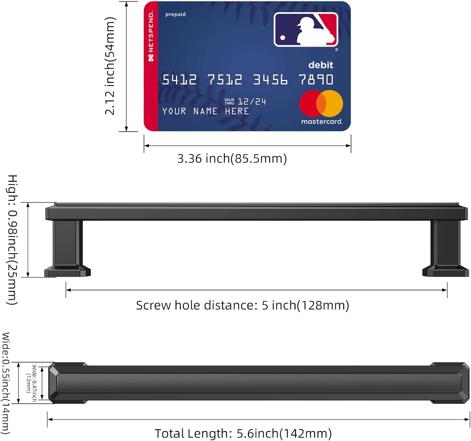 FURNIWARE Matte Black Stepped Cabinet Pull Handles - Furniware